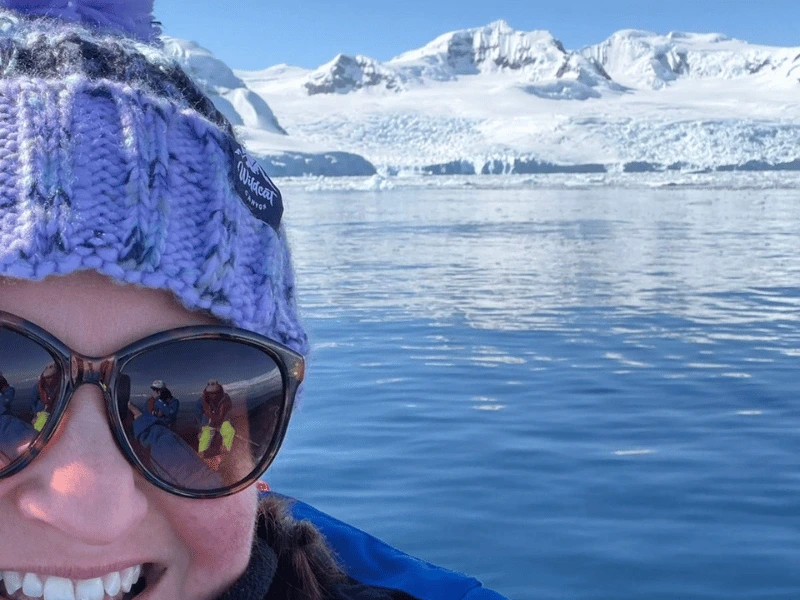 Lizzy exploring the Antarctic Peninsula during a Zodiac excursion