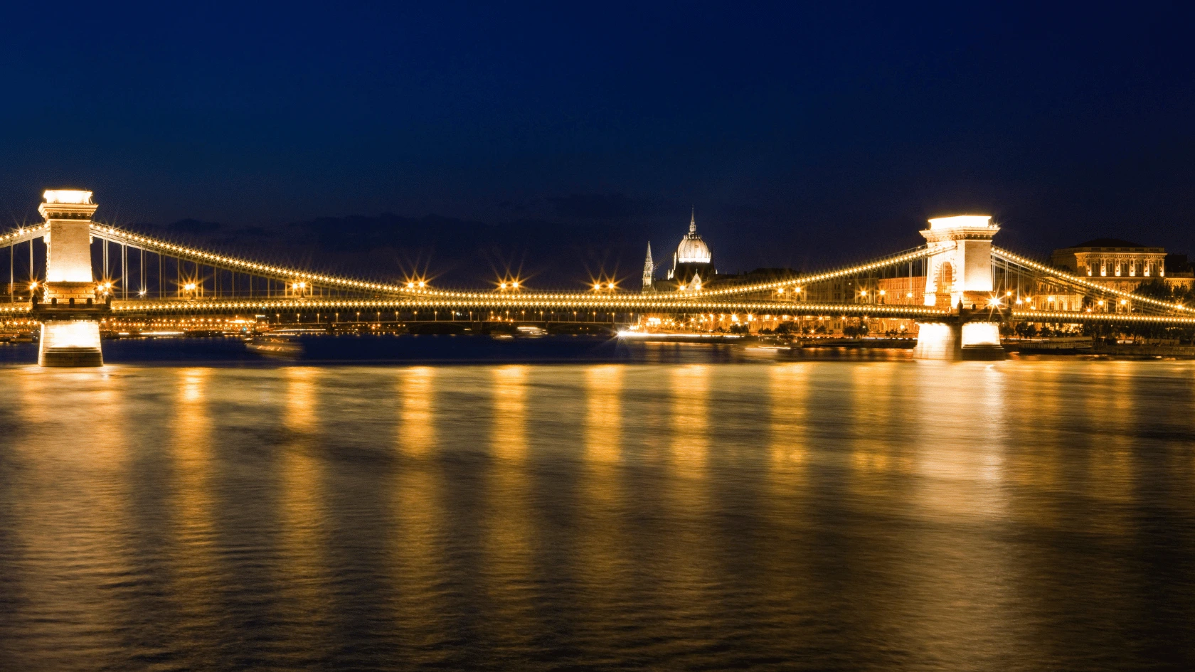 Night time picture of Danube river in budapest