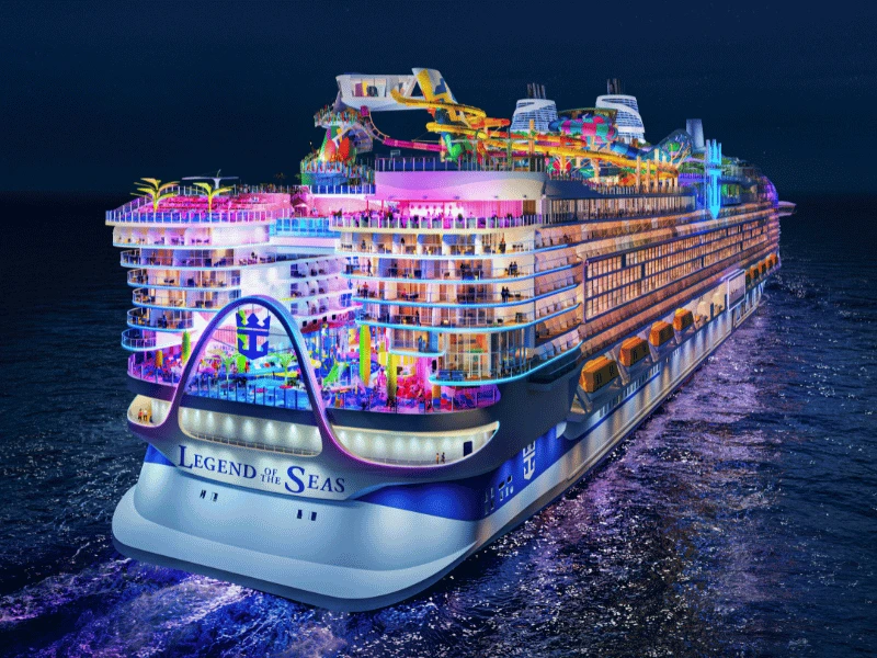 Royal Caribbean Legend of the Seas illuminated at night