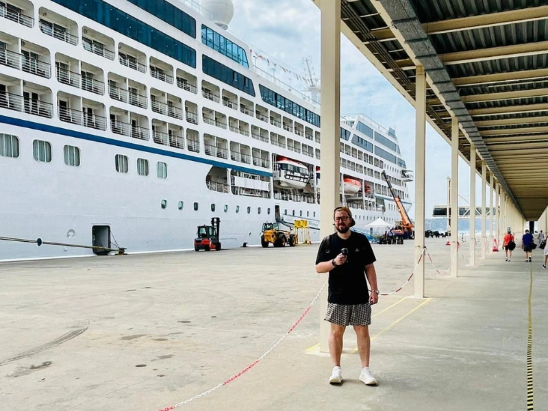 Oceania Cruises' Sirena docked in Lisbon before embarkation.