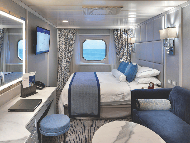 Oceanview stateroom onboard Oceania Cruises' Sirena.