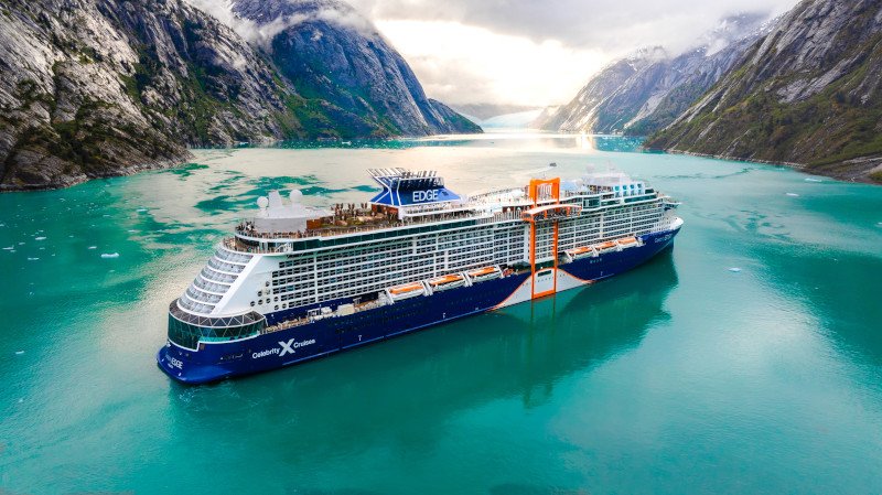 Celebrity Edge cruising through Endicott Arm in Alaska